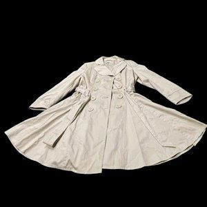 Double-Breasted Cotton Belted Trench Coat Poplin Shirt Dress - size 12